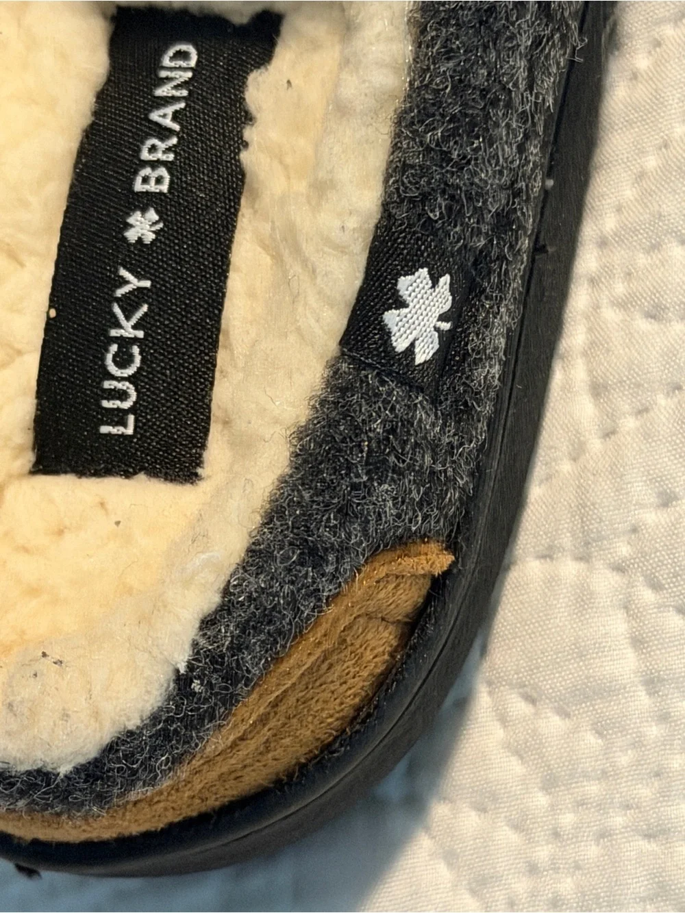Lucky Brand Charcoal Gray Sherpa-Lined Slip-On Kids Slippers